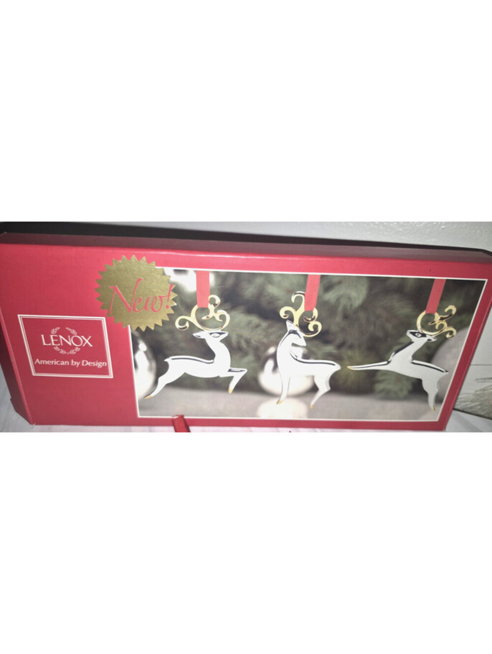 Vintage Lenox “American by Design” Christmas Ornaments Set of 3 Silver Reindeer